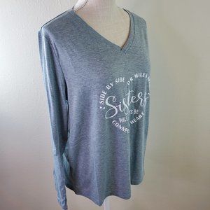 Just Fashion Now Womens Grey Sister Text Regular Fit V Neck T-Shirt